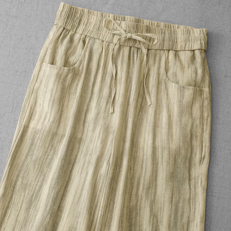 Nimara Ritual Summer Casual Drawstring Stripe Elastic Waist Women's Straight Leg Pants With Pockets