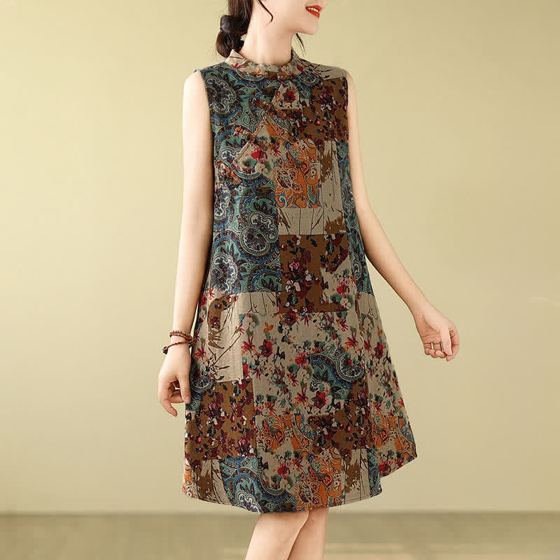 Nimara Ritual Summer Paisley Floral Women's Summer Sleeveless Dress With Pockets
