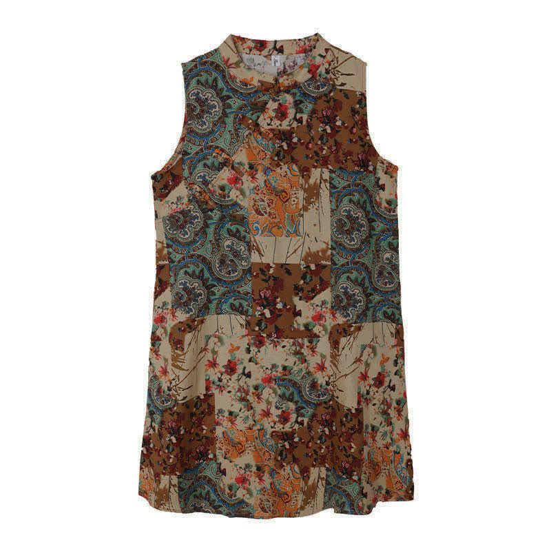 Nimara Ritual Summer Paisley Floral Women's Summer Sleeveless Dress With Pockets
