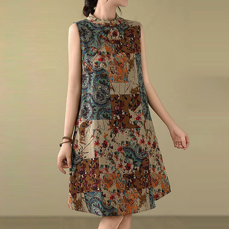 Nimara Ritual Summer Paisley Floral Women's Summer Sleeveless Dress With Pockets
