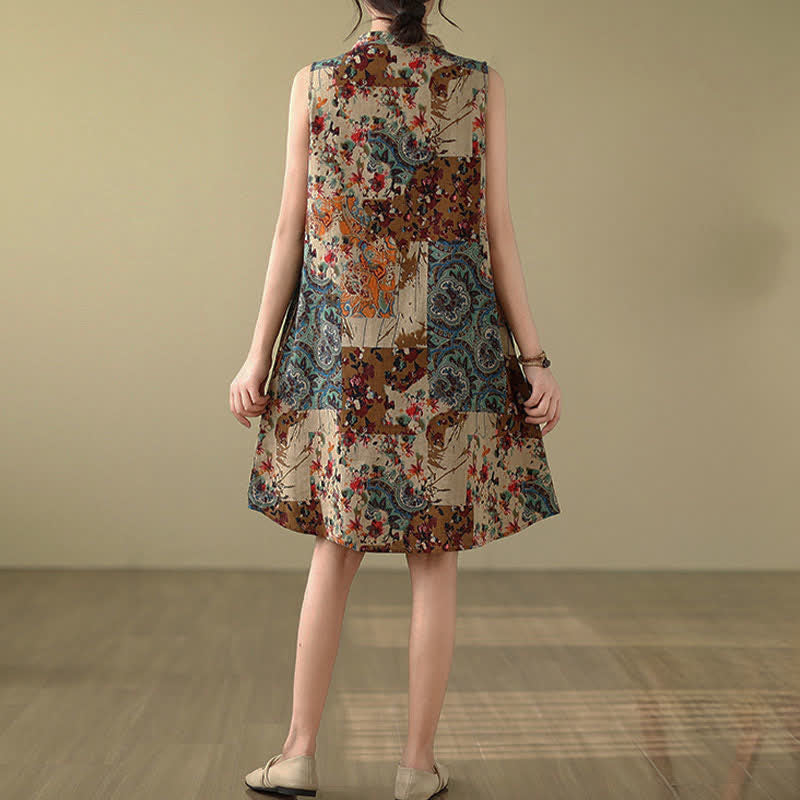 Nimara Ritual Summer Paisley Floral Women's Summer Sleeveless Dress With Pockets