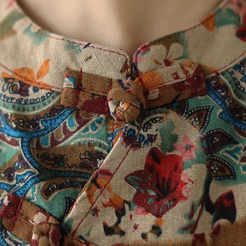 Nimara Ritual Summer Paisley Floral Women's Summer Sleeveless Dress With Pockets