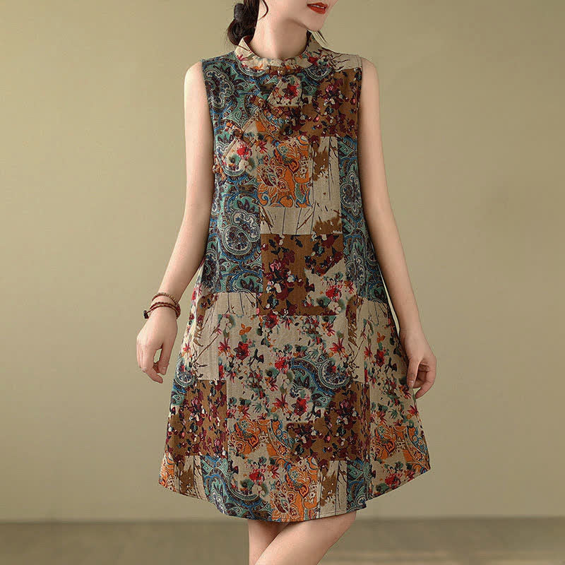 Nimara Ritual Summer Paisley Floral Women's Summer Sleeveless Dress With Pockets