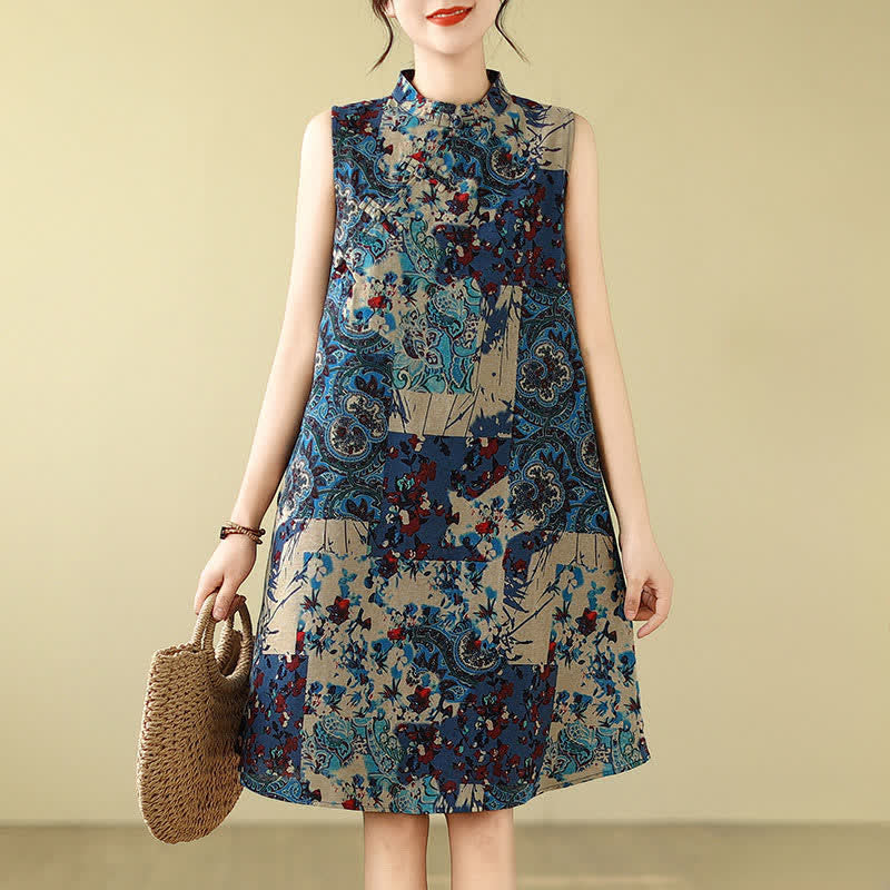 Nimara Ritual Summer Paisley Floral Women's Summer Sleeveless Dress With Pockets