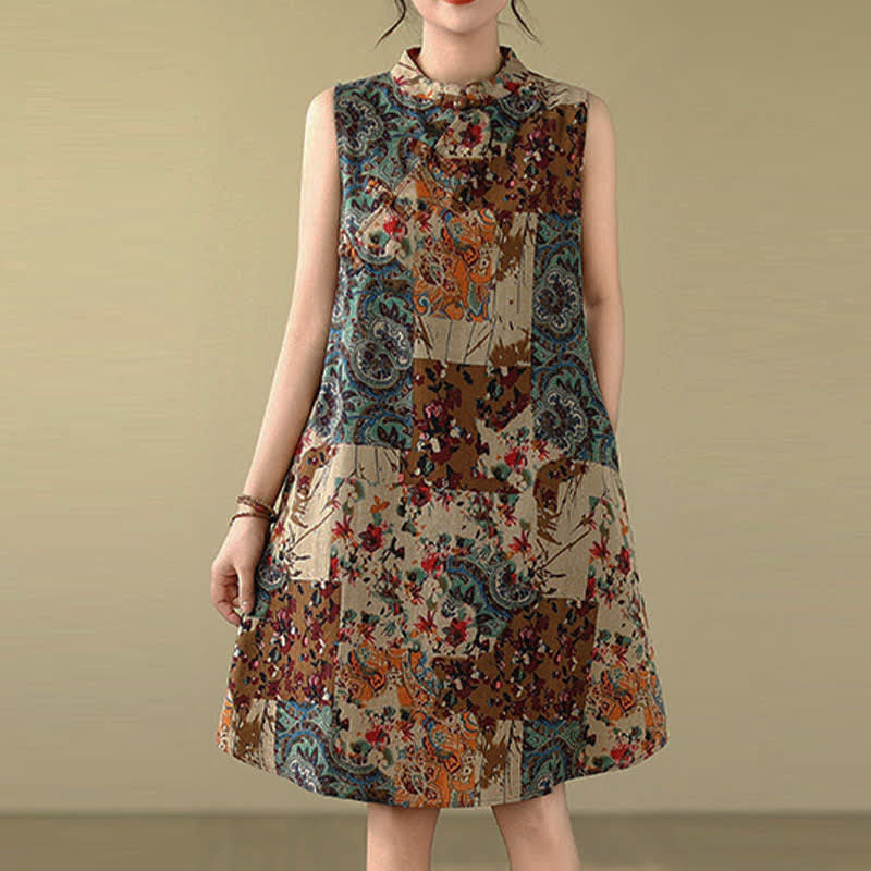 Nimara Ritual Summer Paisley Floral Women's Summer Sleeveless Dress With Pockets