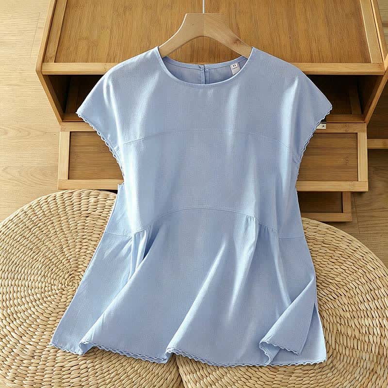 Nimara Ritual Summer Casual Solid Crew Neck Women's Cap Sleeve T-Shirts Tank Top