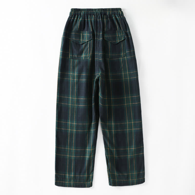 Nimara Ritual Spring Casual Drawstring Plaid Pattern Elastic Waist Cropped Women's Harem Pants With Pockets