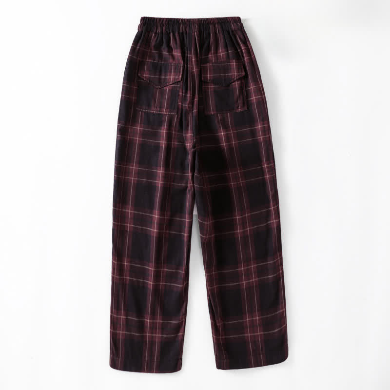 Nimara Ritual Spring Casual Drawstring Plaid Pattern Elastic Waist Cropped Women's Harem Pants With Pockets