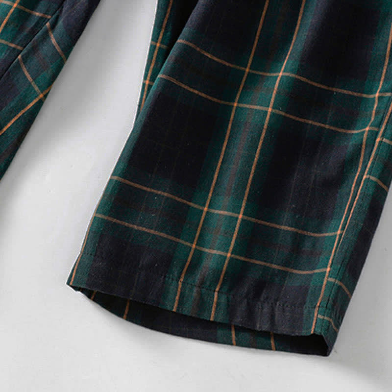 Nimara Ritual Spring Casual Drawstring Plaid Pattern Elastic Waist Cropped Women's Harem Pants With Pockets