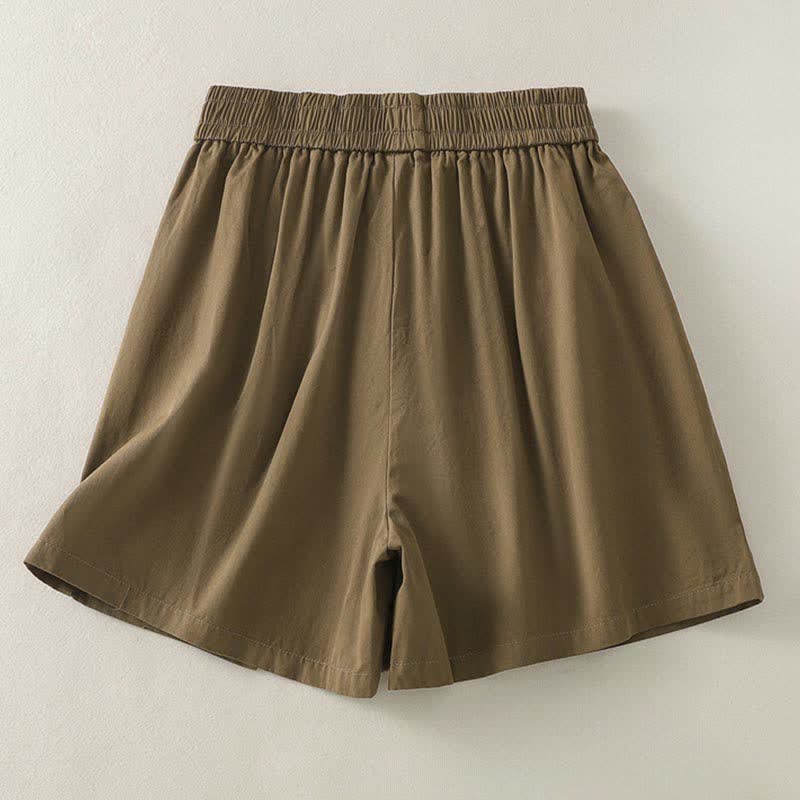 Nimara Ritual Summer Casual Decorative Buttons Solid Women's Shorts With Pockets