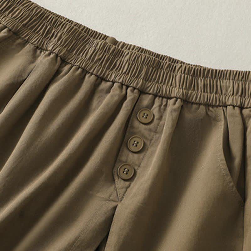 Nimara Ritual Summer Casual Decorative Buttons Solid Women's Shorts With Pockets