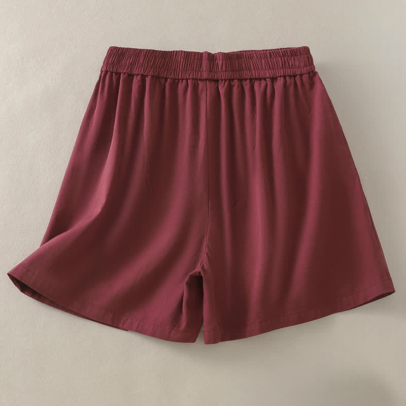 Nimara Ritual Summer Casual Decorative Buttons Solid Women's Shorts With Pockets