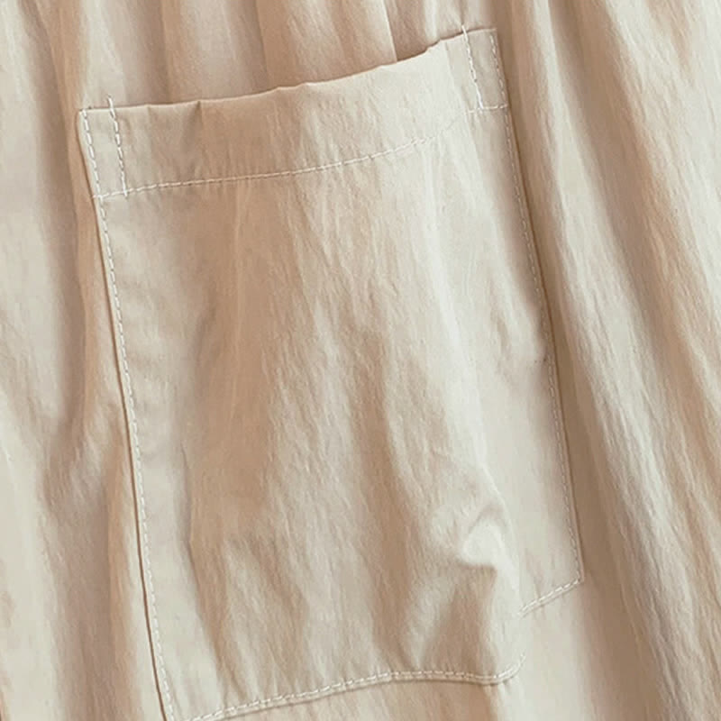 Nimara Ritual Spring Summer Casual Drawstring Solid Cropped Women's Wide Leg Pants With Pockets