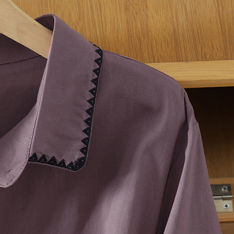 Nimara Ritual Summer Casual Minimalist Wavy Line Button-Up Solid Women's Short Sleeve Shirts