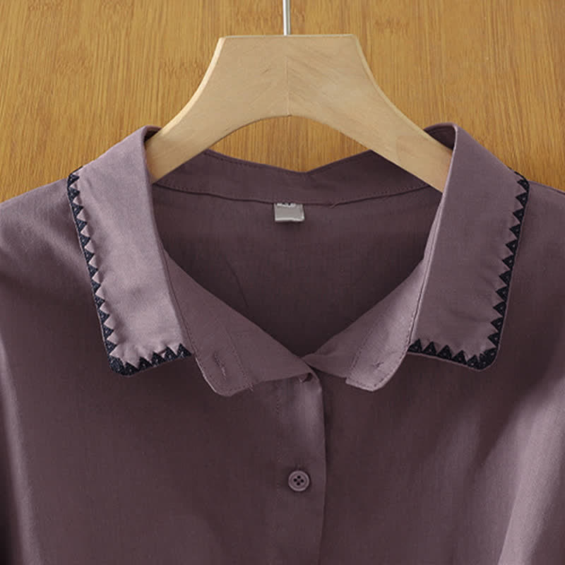 Nimara Ritual Summer Casual Minimalist Wavy Line Button-Up Solid Women's Short Sleeve Shirts