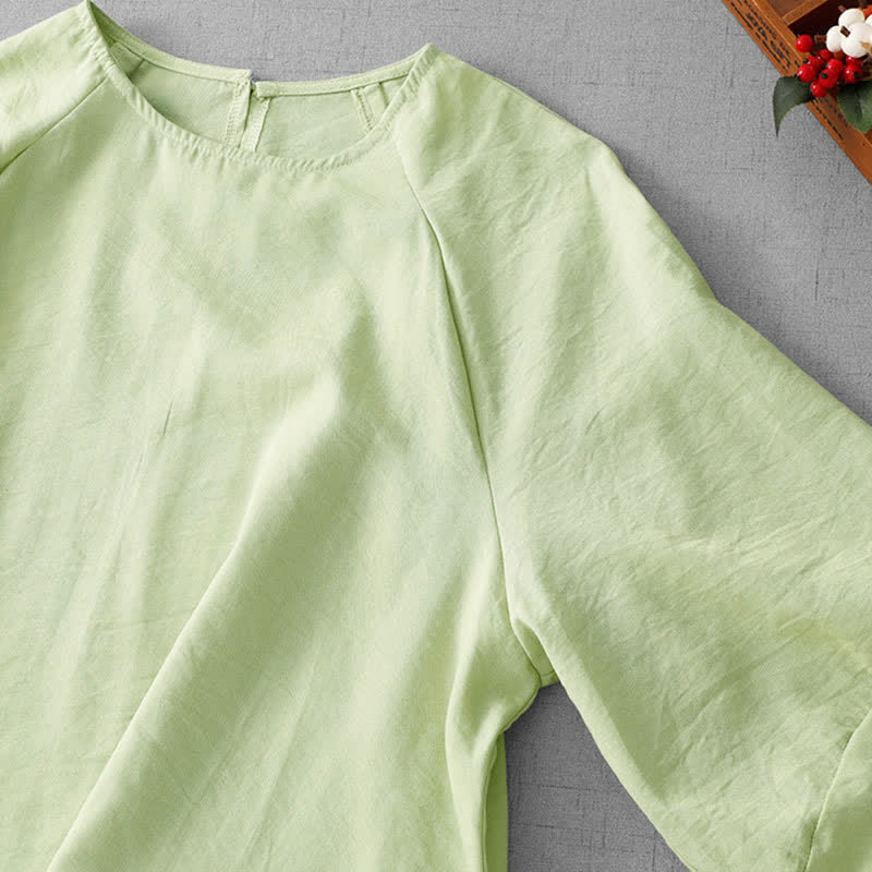 Nimara Ritual Spring Summer Casual Minimalist Crew Neck Solid Women's Long Sleeve T-Shirt