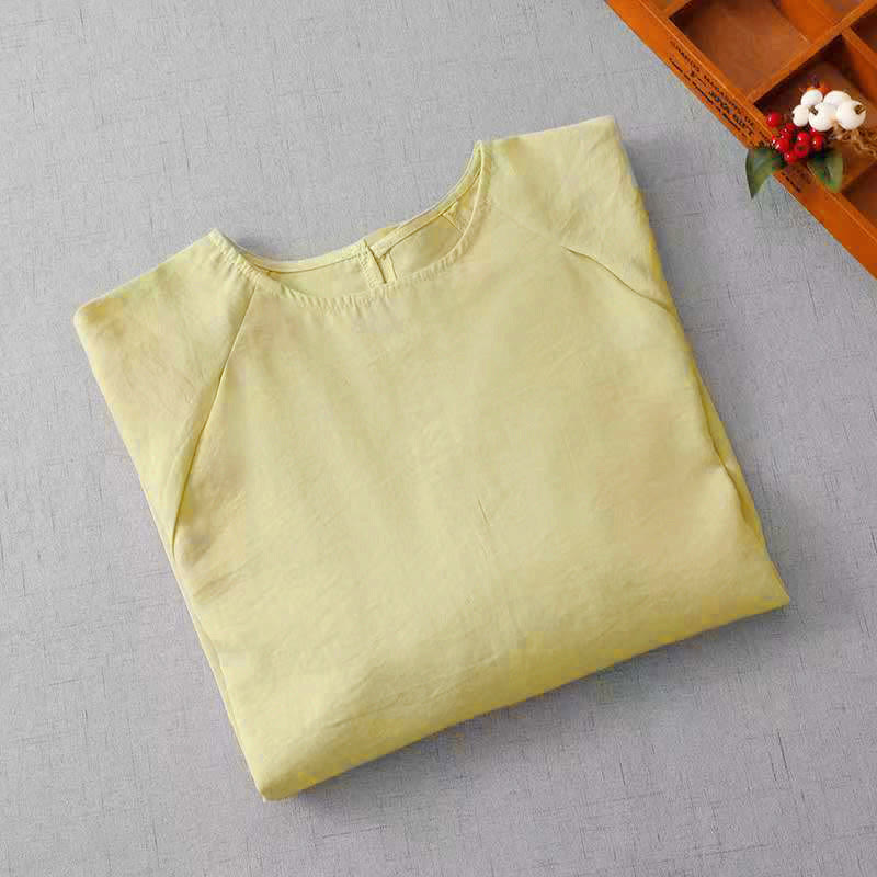 Nimara Ritual Spring Summer Casual Minimalist Crew Neck Solid Women's Long Sleeve T-Shirt