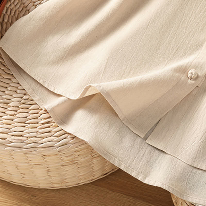 Nimara Ritual Summer Tang Style Casual Mandarin Collar Button-Up Solid Patch Pocket Women's Sleeveless Shirts Tank Top