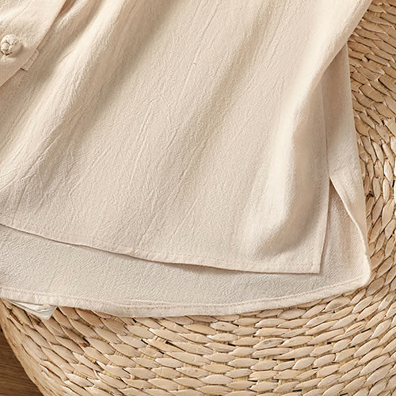 Nimara Ritual Summer Tang Style Casual Mandarin Collar Button-Up Solid Patch Pocket Women's Sleeveless Shirts Tank Top