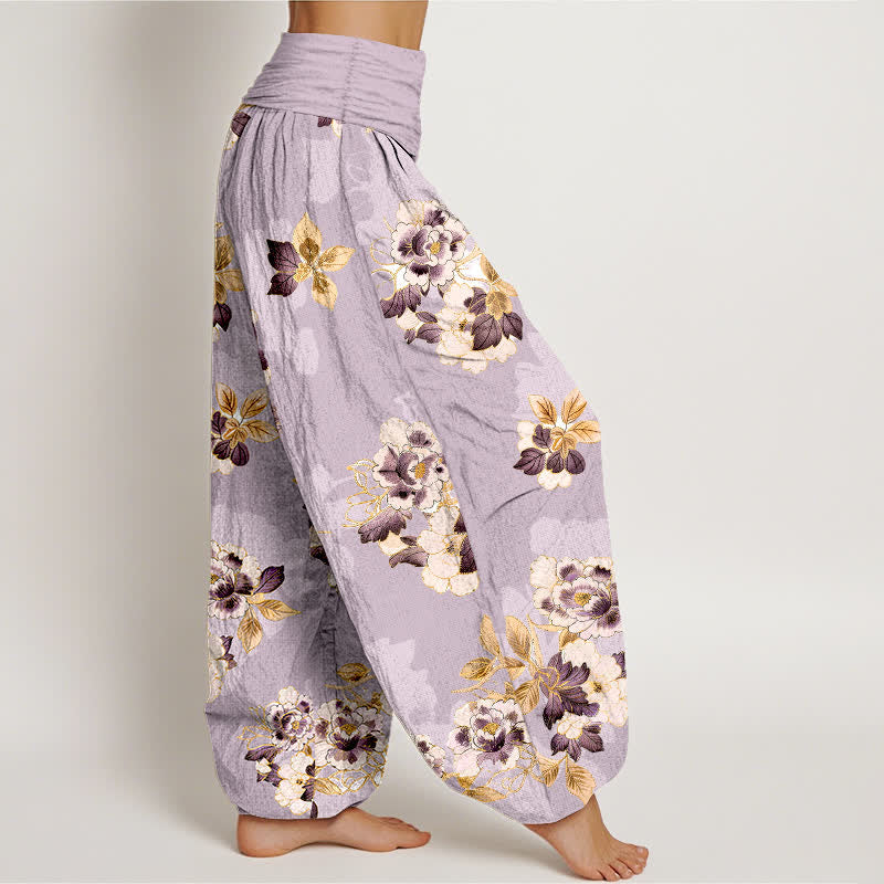 Nimara Ritual Pure Cotton Vintage Floral Pattern Women's Elastic Waist Harem Pants