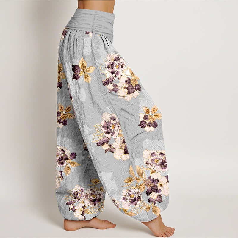 Nimara Ritual Pure Cotton Vintage Floral Pattern Women's Elastic Waist Harem Pants