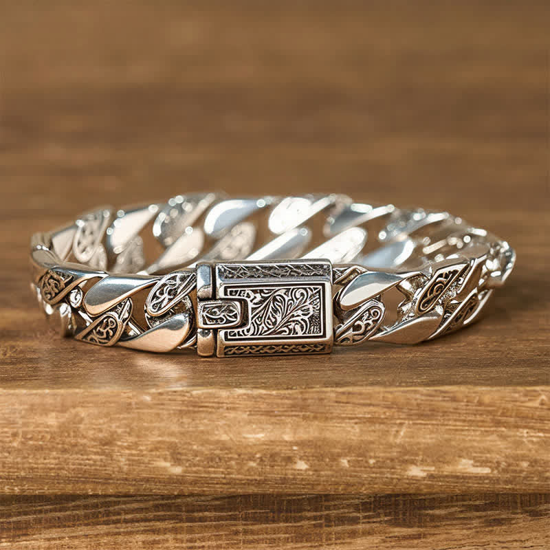 Nimara Ritual Chain Copper Tang Dynasty Flower Design Braided Luck Cuban Bracelet