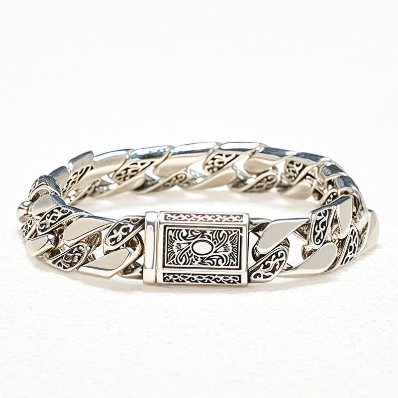 Nimara Ritual Chain Copper Tang Dynasty Flower Design Braided Luck Cuban Bracelet