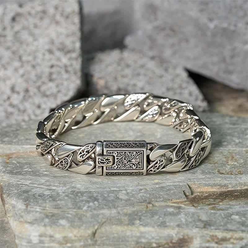 Nimara Ritual Chain Copper Tang Dynasty Flower Design Braided Luck Cuban Bracelet
