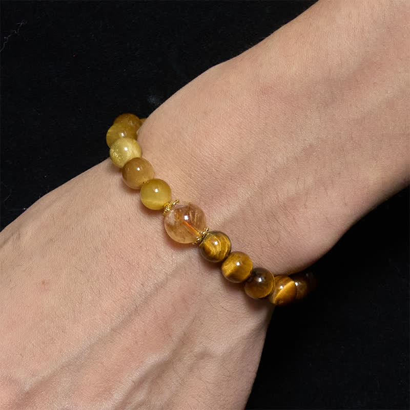 Nimara Ritual Natural Tiger Eye Faceted Citrine Bead Courage Bracelet