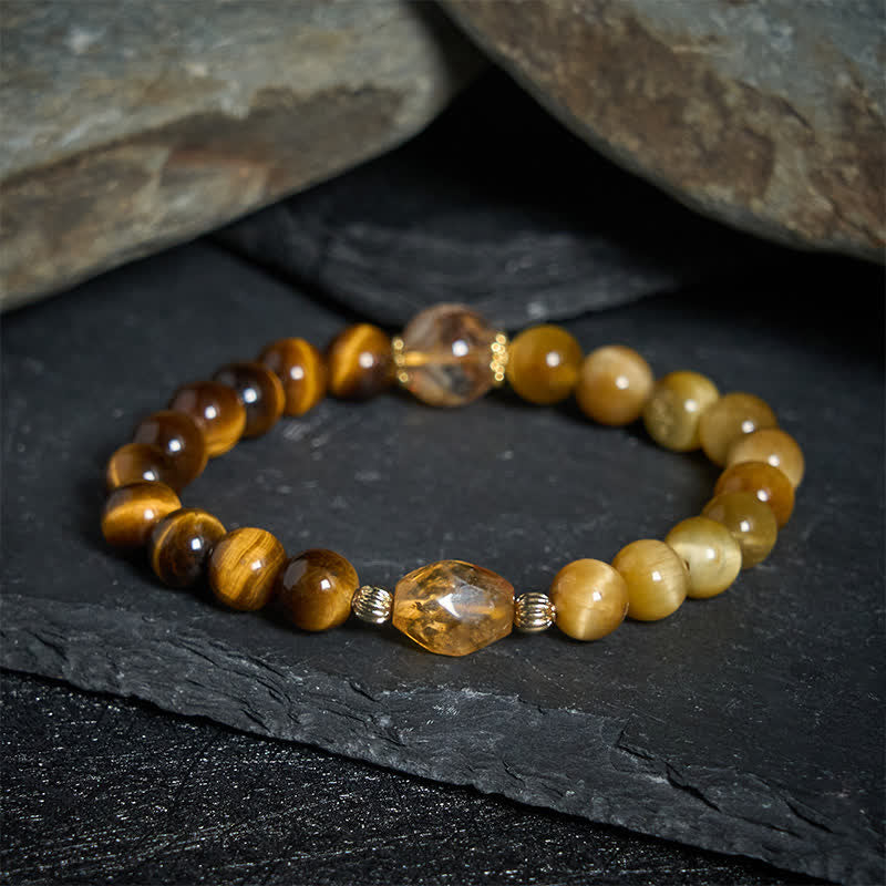 Nimara Ritual Natural Tiger Eye Faceted Citrine Bead Courage Bracelet