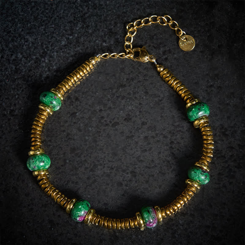 Nimara Ritual Unakite Bead Titanium Steel Balance Bracelet