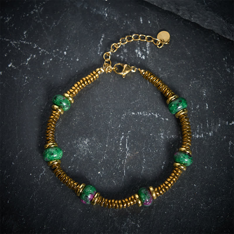 Nimara Ritual Unakite Bead Titanium Steel Balance Bracelet