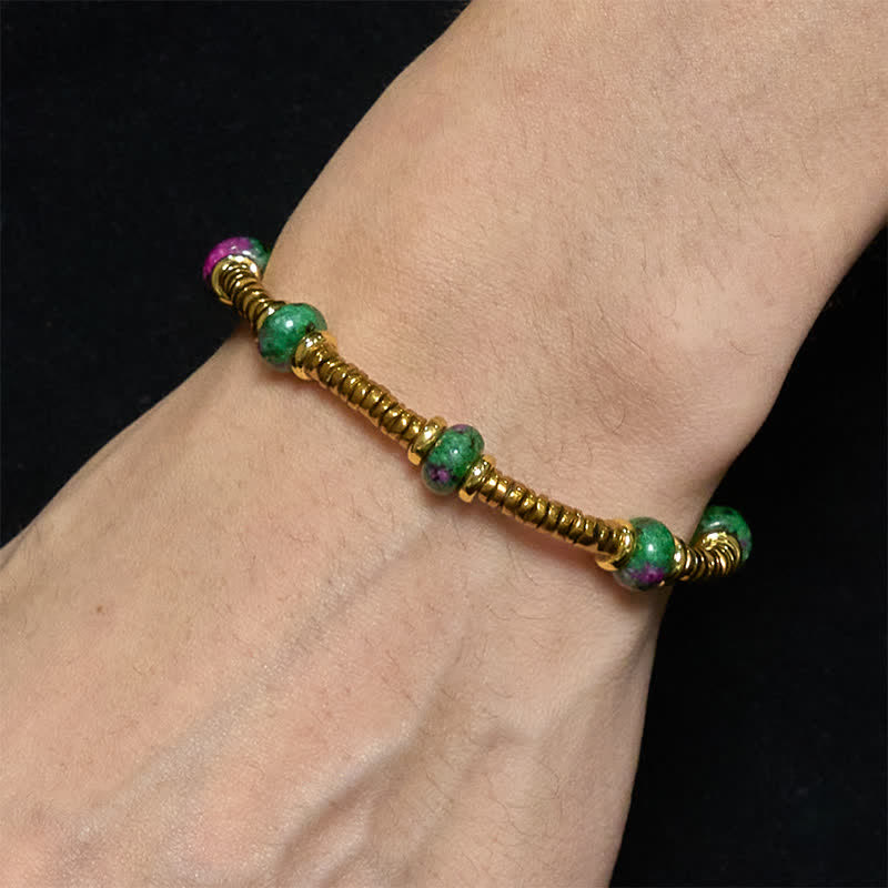 Nimara Ritual Unakite Bead Titanium Steel Balance Bracelet