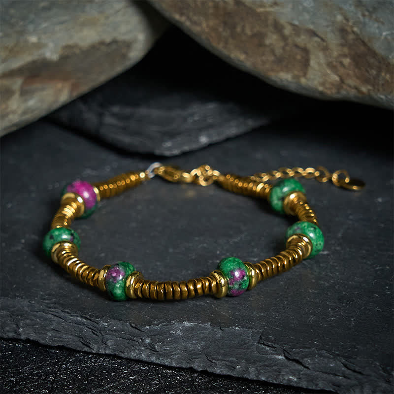 Nimara Ritual Unakite Bead Titanium Steel Balance Bracelet