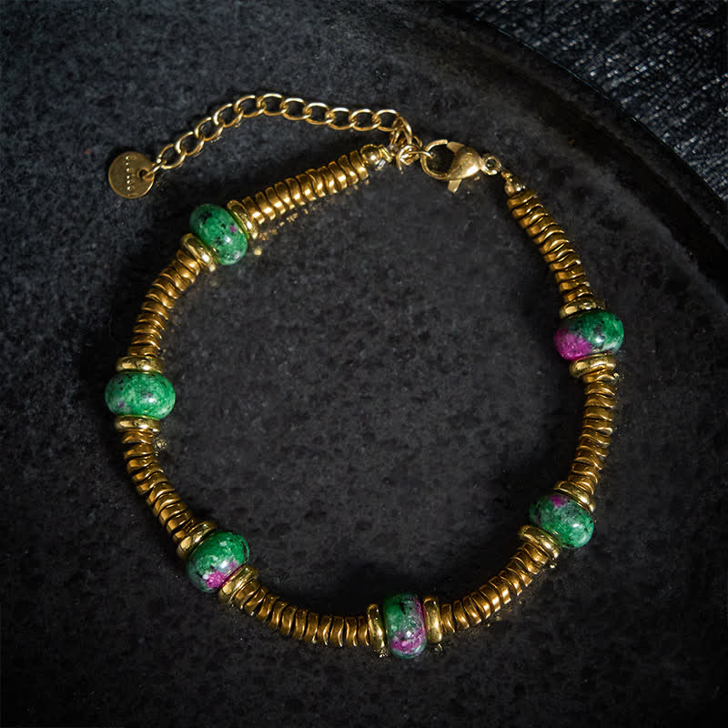 Nimara Ritual Unakite Bead Titanium Steel Balance Bracelet