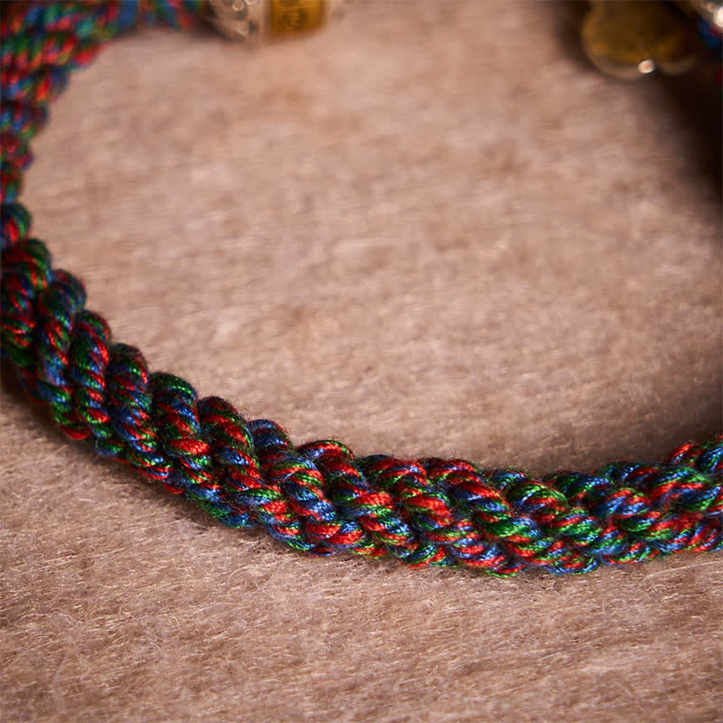 Nimara Ritual Fu Character Swastika Om Mani Padme Hum Braided Rope Luck Bracelet