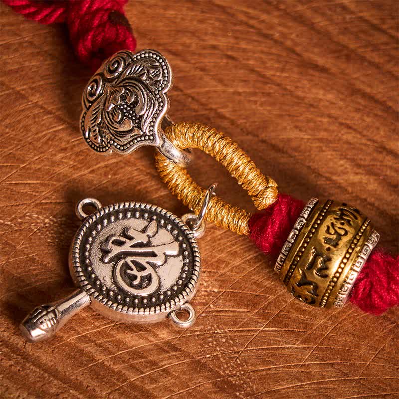 Nimara Ritual Fu Character Swastika Om Mani Padme Hum Braided Rope Luck Bracelet