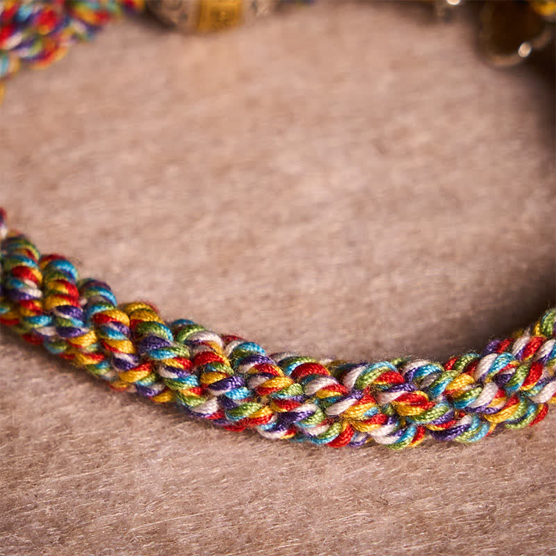 Nimara Ritual Fu Character Swastika Om Mani Padme Hum Braided Rope Luck Bracelet