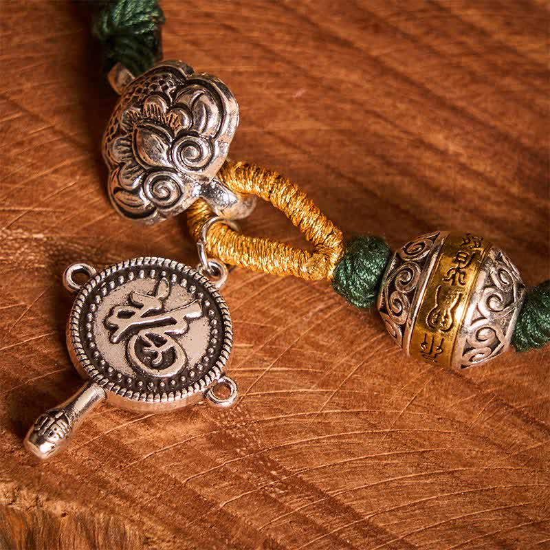 Nimara Ritual Fu Character Swastika Om Mani Padme Hum Braided Rope Luck Bracelet