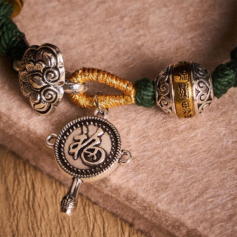 Nimara Ritual Fu Character Swastika Om Mani Padme Hum Braided Rope Luck Bracelet