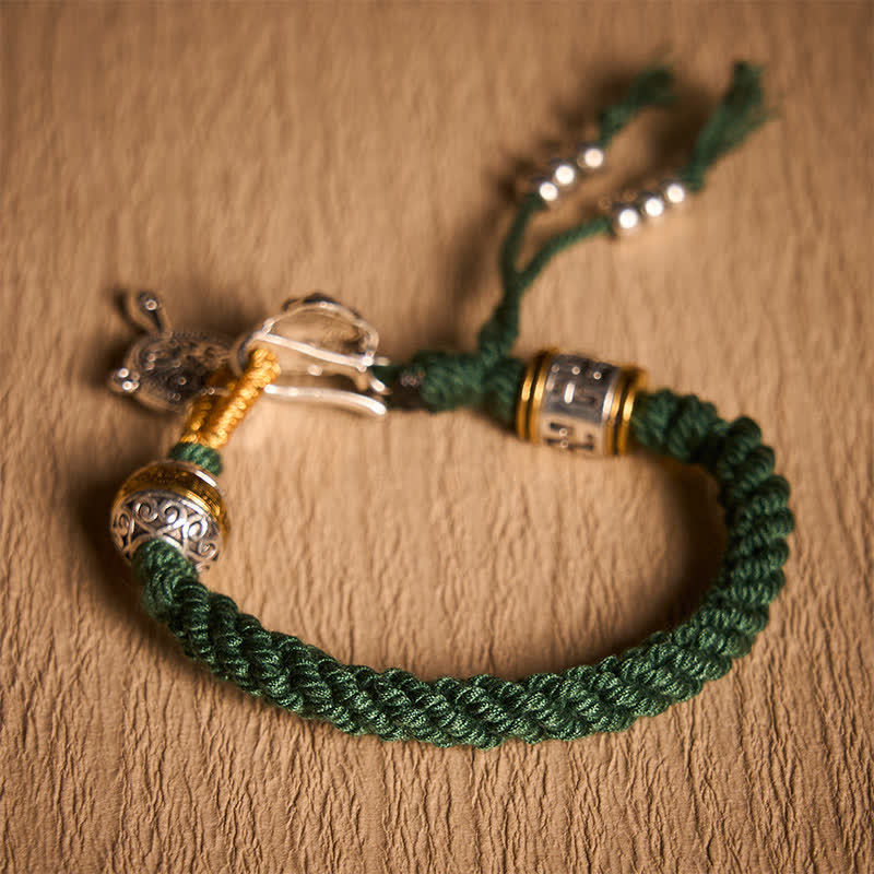 Nimara Ritual Fu Character Swastika Om Mani Padme Hum Braided Rope Luck Bracelet