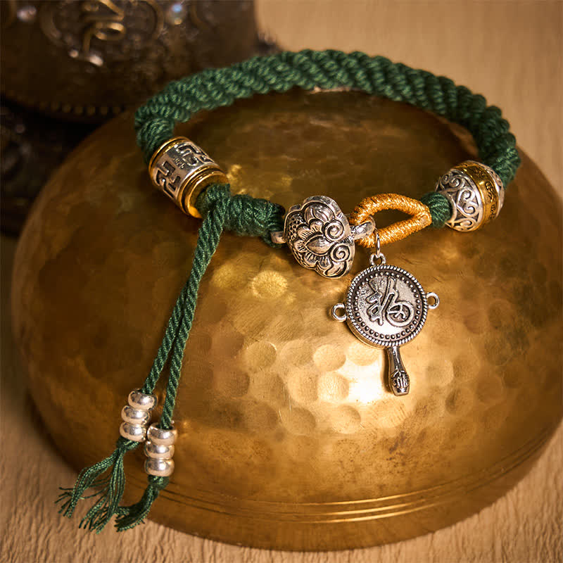 Nimara Ritual Fu Character Swastika Om Mani Padme Hum Braided Rope Luck Bracelet