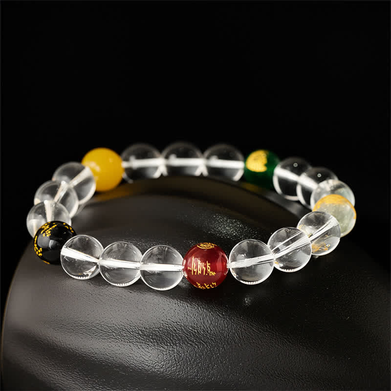 Nimara Ritual Natural Clear Quartz Five Elements Healing Bracelet