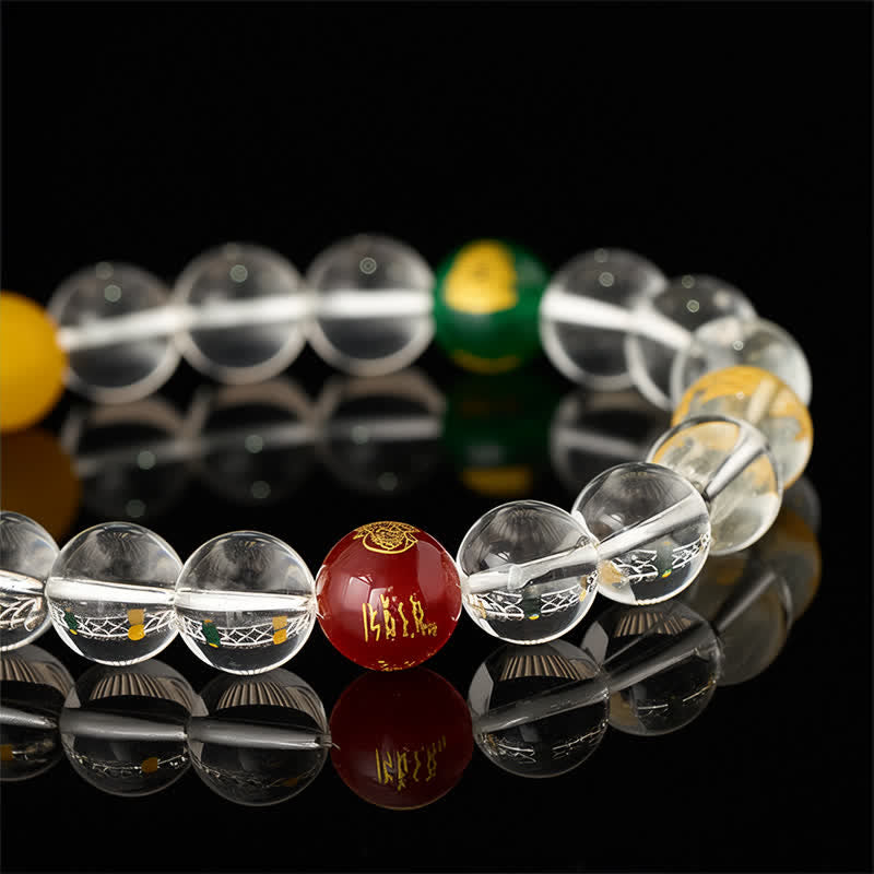 Nimara Ritual Natural Clear Quartz Five Elements Healing Bracelet