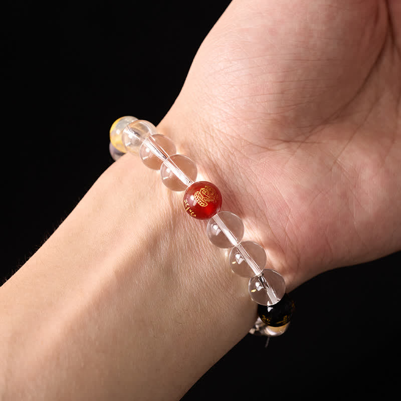 Nimara Ritual Natural Clear Quartz Five Elements Healing Bracelet