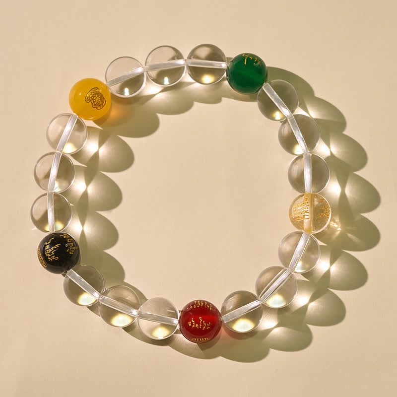 Nimara Ritual Natural Clear Quartz Five Elements Healing Bracelet