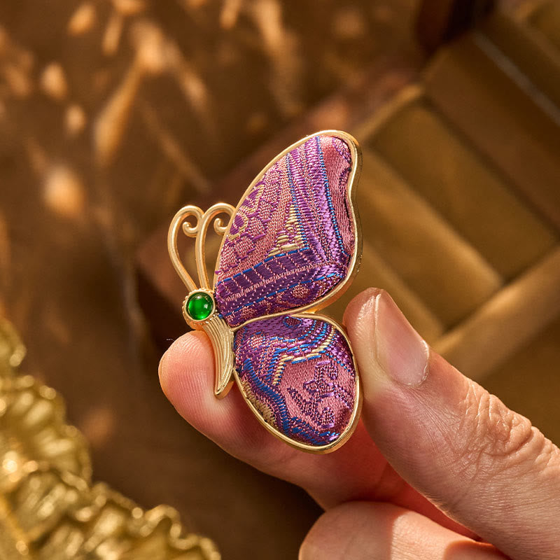 Nimara Ritual Song Brocade Purple Butterfly Transformation Handmade Harmony New Chinese Brooch