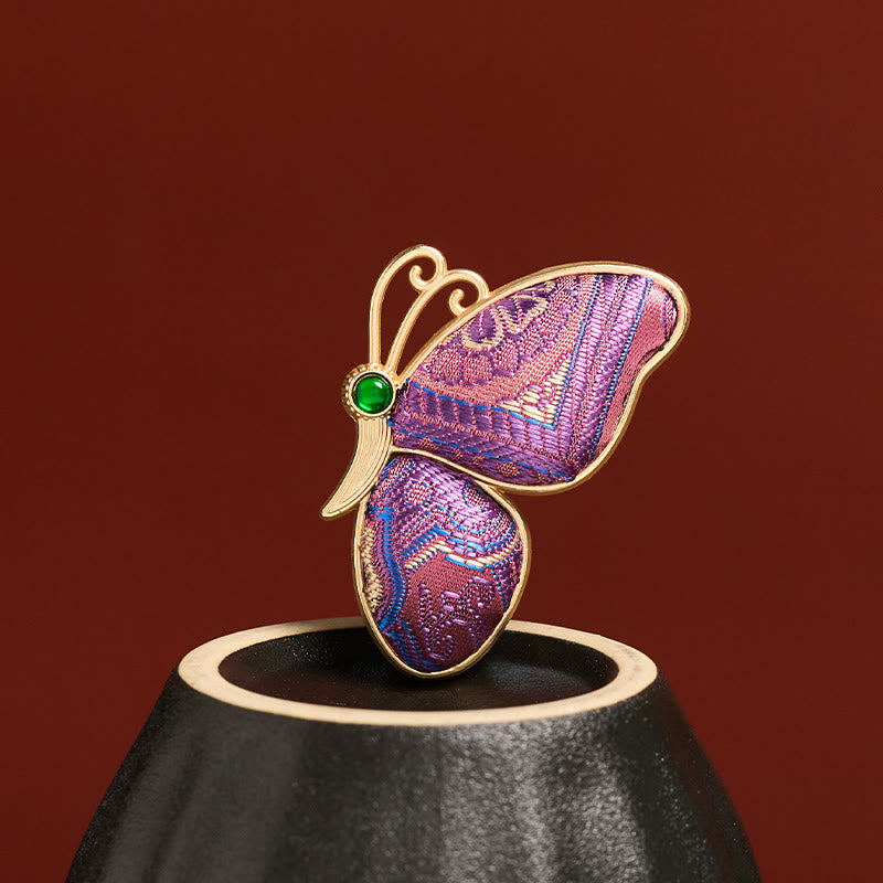 Nimara Ritual Song Brocade Purple Butterfly Transformation Handmade Harmony New Chinese Brooch