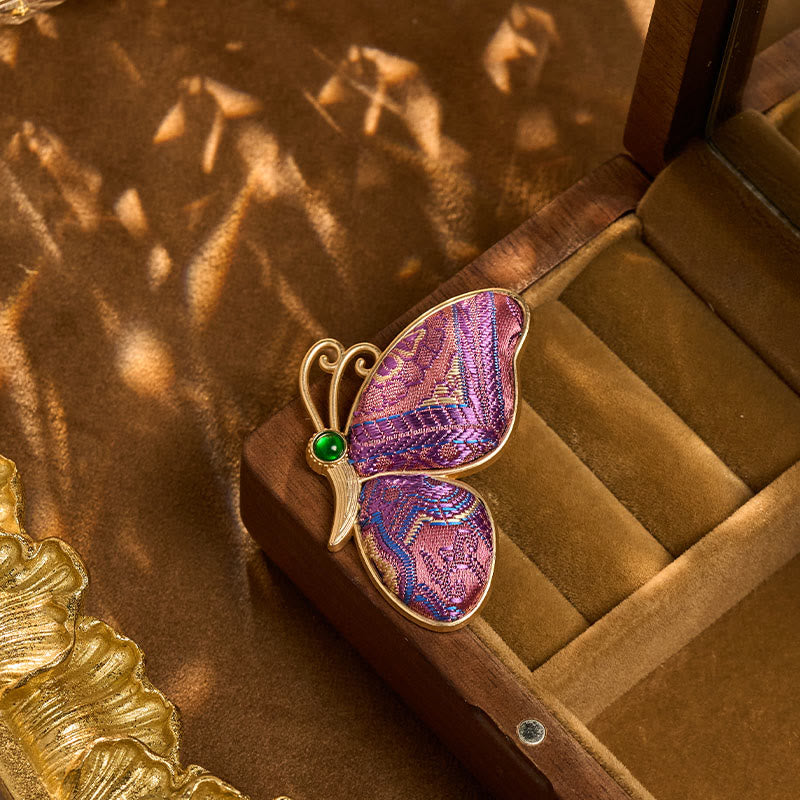 Nimara Ritual Song Brocade Purple Butterfly Transformation Handmade Harmony New Chinese Brooch