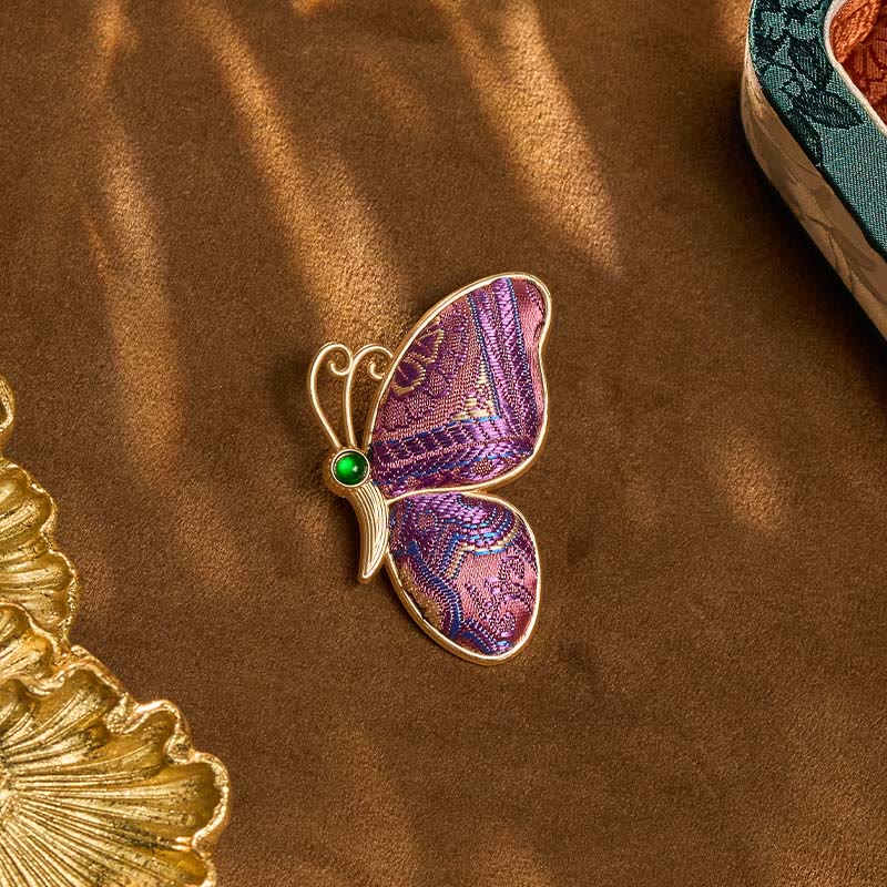Nimara Ritual Song Brocade Purple Butterfly Transformation Handmade Harmony New Chinese Brooch